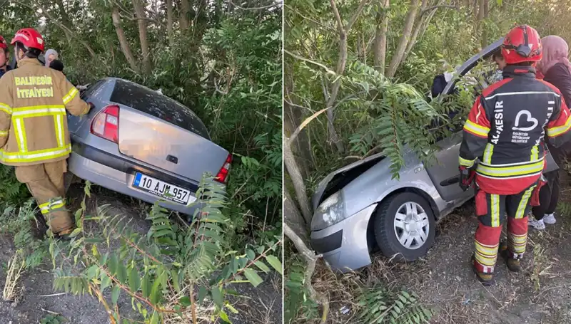 Balıkesir’de Feci Kaza: Otomobil Şarampole Devrildi, İki Kişi Yaralandı
